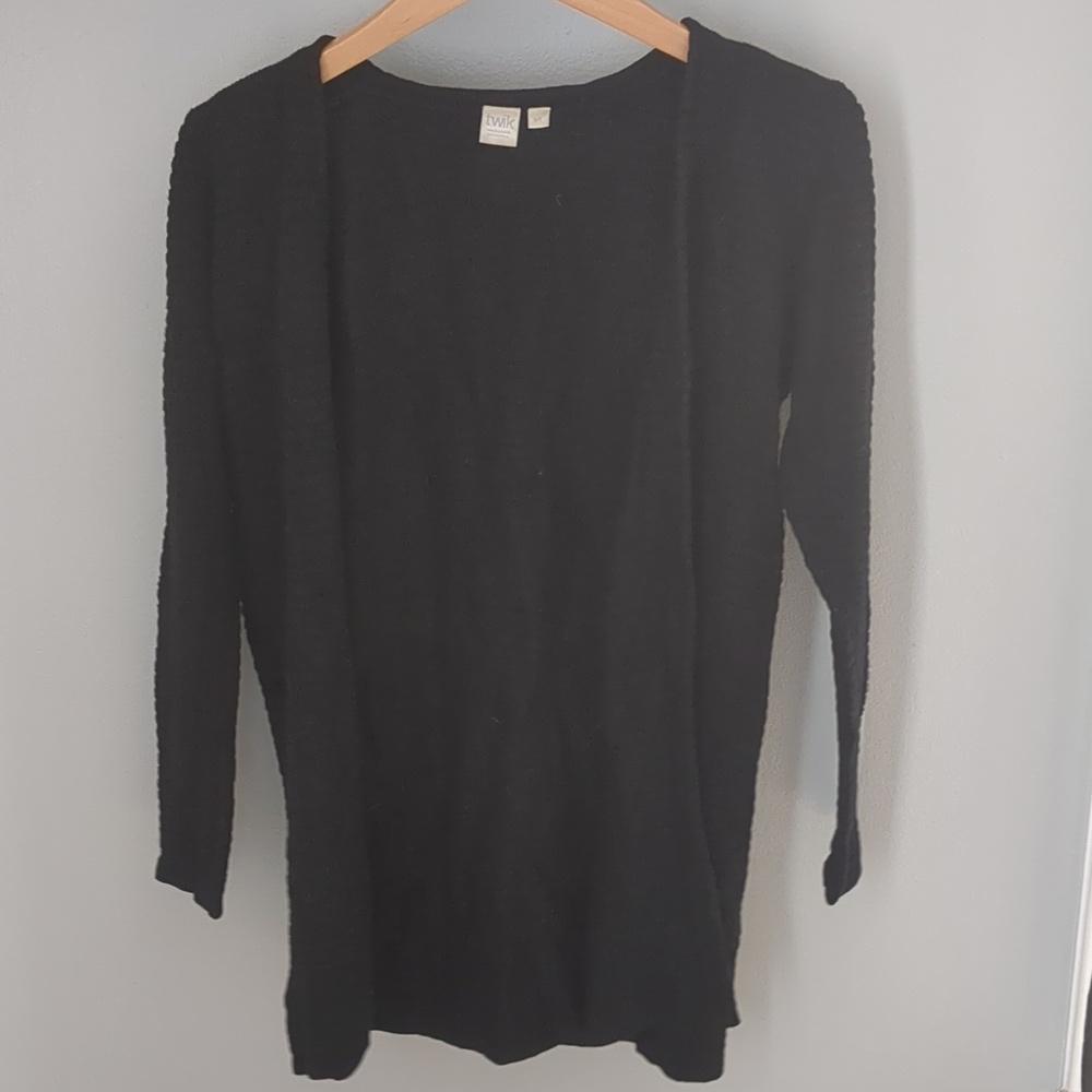 Simons twik Black Open-Front Longline Women's Cardigan